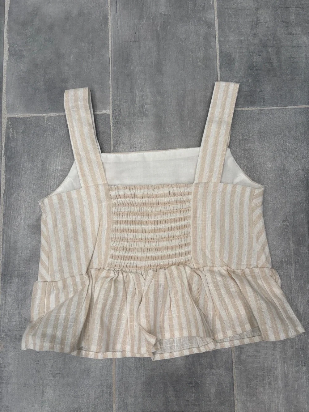 btween NWOT Khaki White Stripes Linen Matching Too Pants Size 7 - Picture 4 of 5